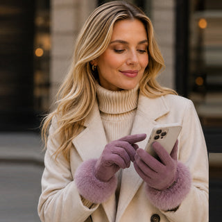 Luciana Quiet Luxury Gloves with Fur Cuff and Touchscreen Functionality Vista
