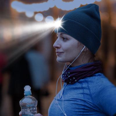 Multi Function Beanie Hat with LED Light And Bluetooth Headphones Vista Shops