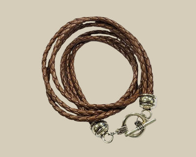 DOUBLE WRAP Woven Genuine Leather Toggle Bracelet VistaShops