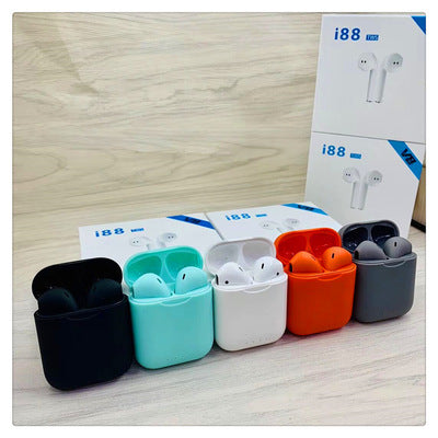 COLOR BLOCK DUAL CHAMBER One Touch Connect Earbuds With Charger VistaShops