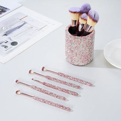Bling Bling Rhinestones Encrusted 13-Piece Makeup Brushes and Holder Vanity Set Vista Shops
