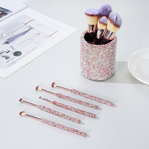 Bling Bling Rhinestones Encrusted 13-Piece Makeup Brushes and Holder Vanity Set Vista Shops