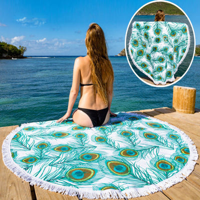 Peacock On The Beach Lounger Tapestry Full Of Colors And Beauty VistaShops