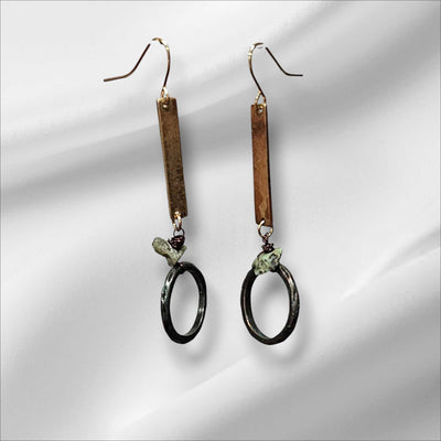 Age Old Charm Hook Earrings In Mix Metals And A Gem Vista Shops