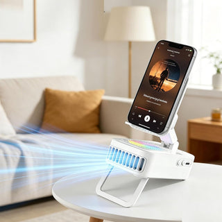BreezyBeats 3-in-1 Station with Bluetooth Speaker, Mini Fan and Phone Holder Vista