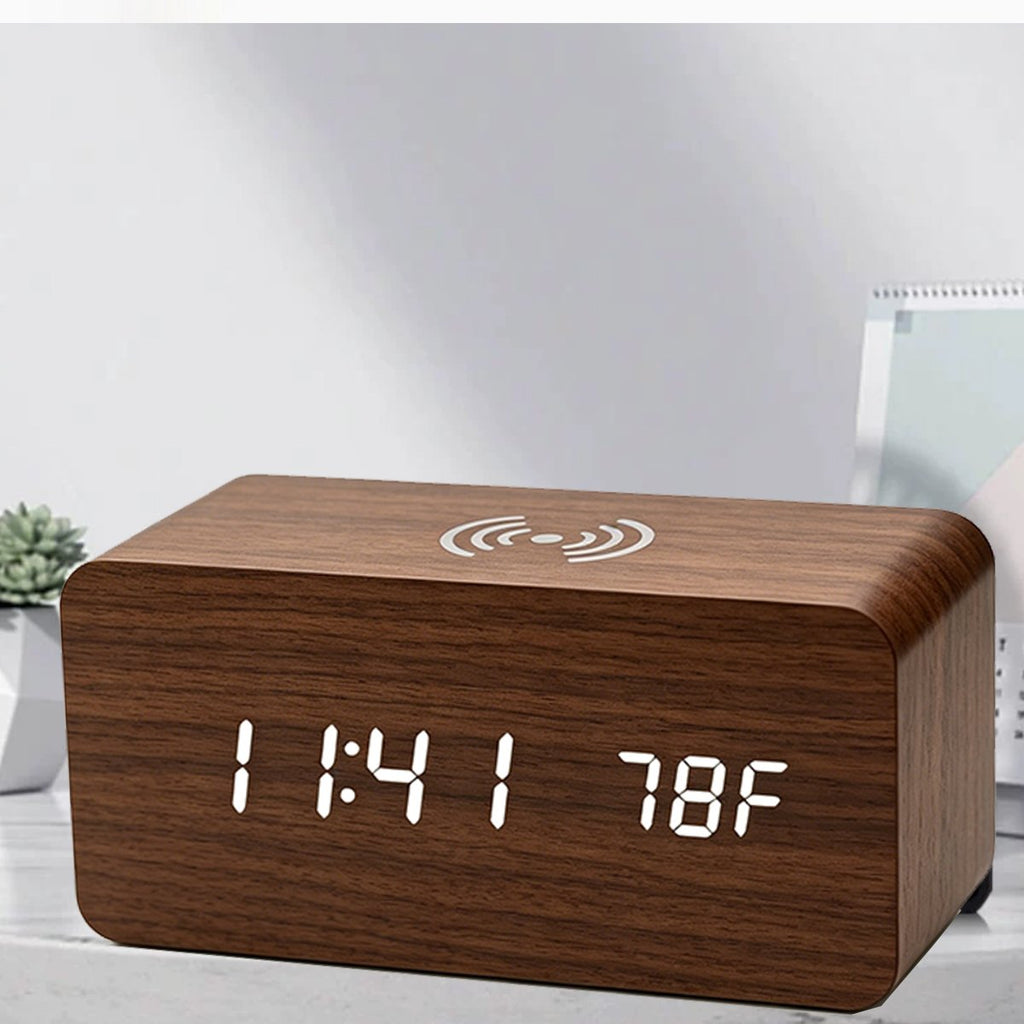 Aura Digital Hub Wireless Charging + LED Alarm Clock And Temperature Vista