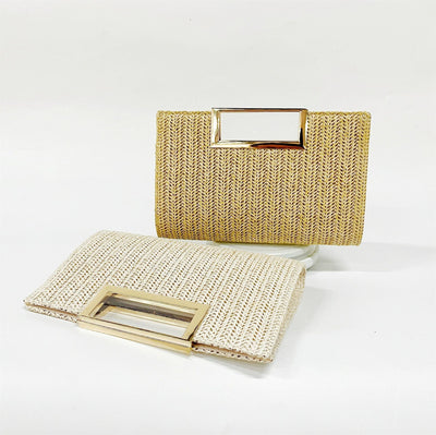 Coastal Chic Woven Straw Top Handle Evening Clutch and Crossbody Vista