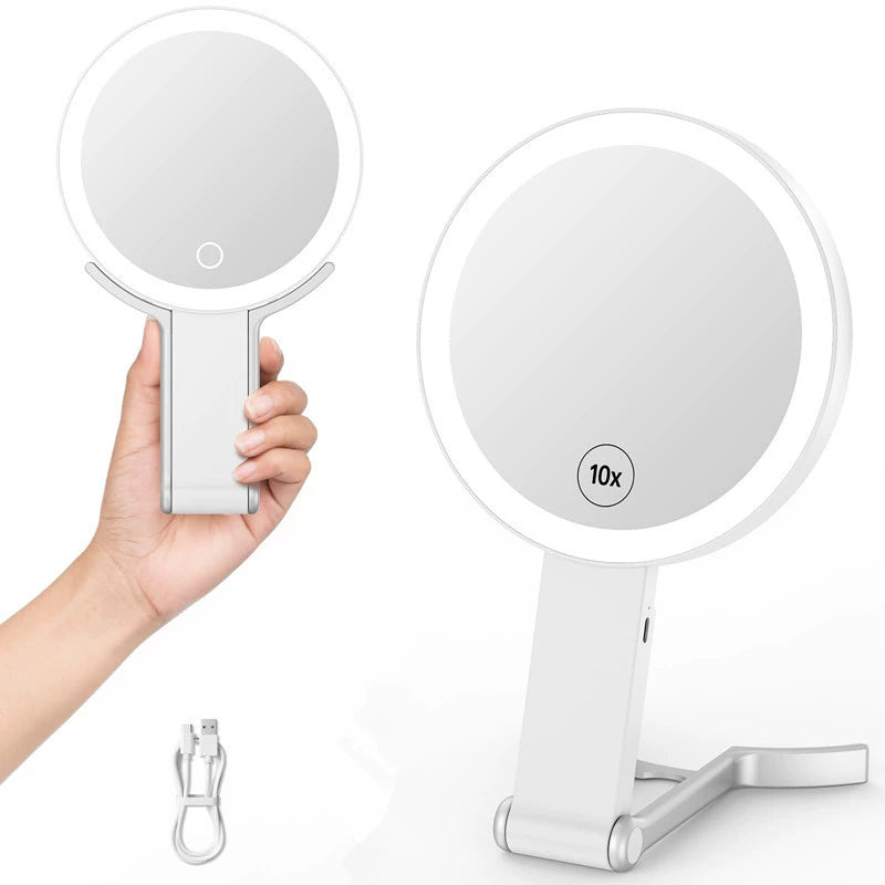 Flawless Beauty Double Sided Vanity 10X/1X Magnifying Mirror-Lighted and Rechargeable Vista