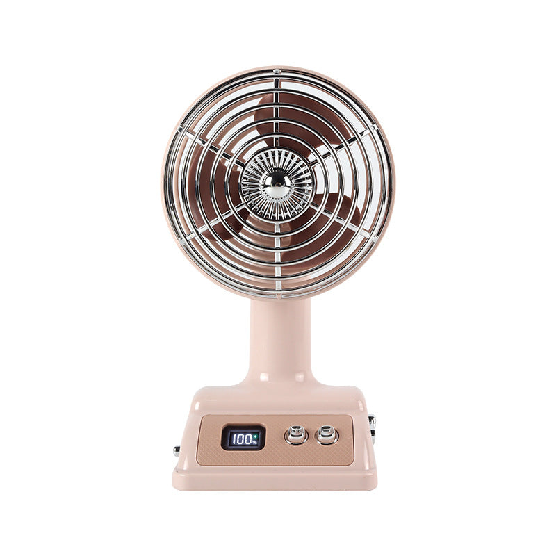 Deco Retro Desktop Fan Vintage-Inspired Design with 100-Speed Control, Digital Display & USB Rechargeable Battery Vista