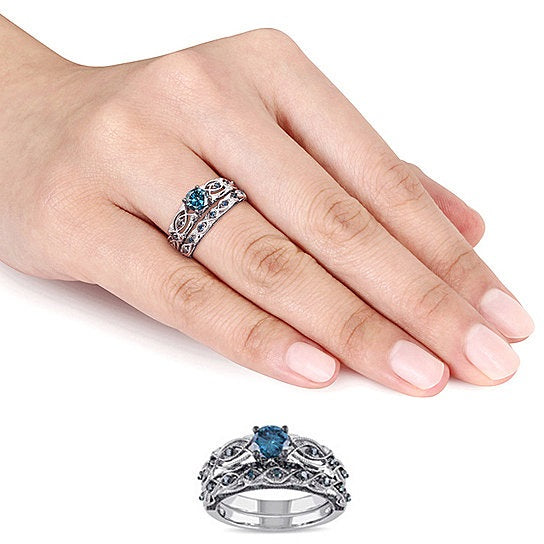 Oceanika Sapphire Crystal Filigree Ring With Band Vista Shops