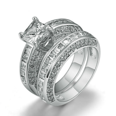 Jubilee Set of 2 Stacking Rings In Pure Crystal Love On Platinum Plating Vista Shops