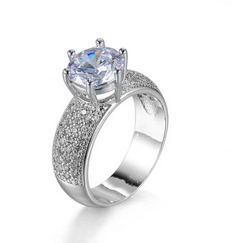Fascination Ring With Facetted CZ And Pave Band Vista Shops