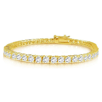 Brilliant Bracelet - A 14kt Gold Plated Brilliant Cut and Shine Diamond CZ Tennis Bracelet Vista Shops