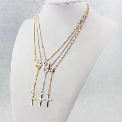Symbol Of Infinity And Holy Cross With Lariat Style Chain Vista Shops