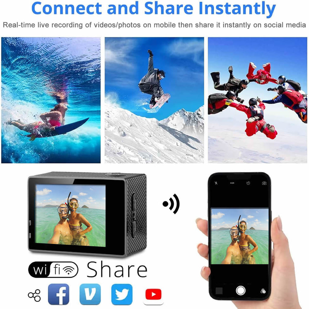 4k Remote Camera 4K Waterproof All Digital UHD WiFi Camera + RF Remote And Accessories ...