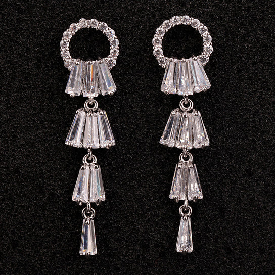 Kayli Chandelier Earrings With Slender Crystal Baguettes Vista Shops