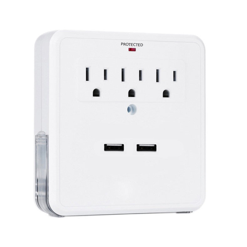 NEW! Classic Combo Wall Adapter W/3 AC Outlets W/Surge Protection And Dual USB Ports To Charge Your Gadgets Vista Shops