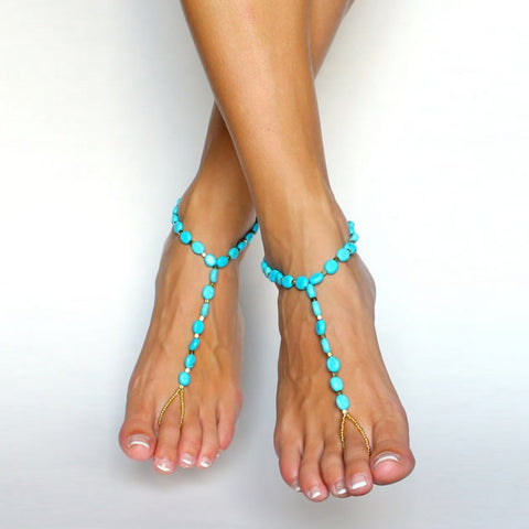 Barefoot Beauty Turquoise Anklet Set Vista Shops