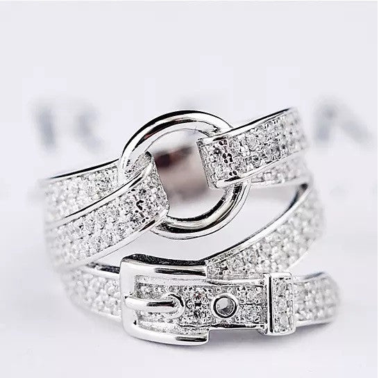 Cowgirl Ring Shaped Like A Belt With CZ Stones Vista Shops