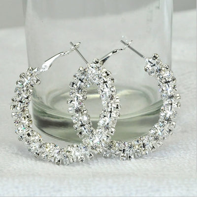 Rock Crystal Hoop Earrings In Silver Polish Vista Shops