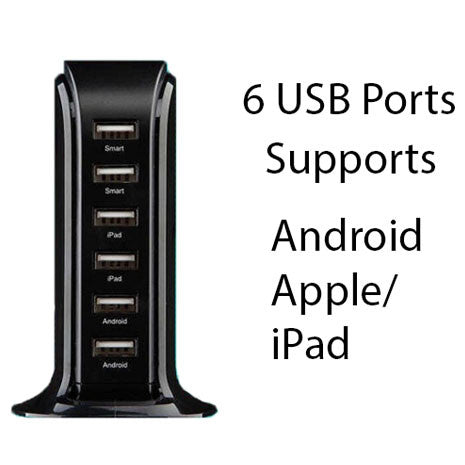 Smart Power 6 USB Colorful Tower for Every Desk at Home or Office charge any Gadget Vista Shops