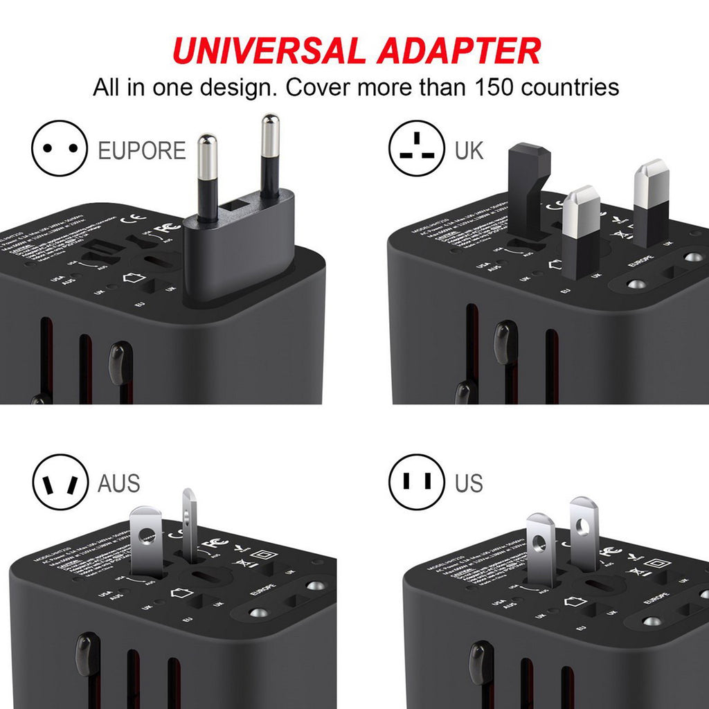 Worldwide Plug Adapter With 4 Port USB Fast Charger And A Surge Protector Vista Shops