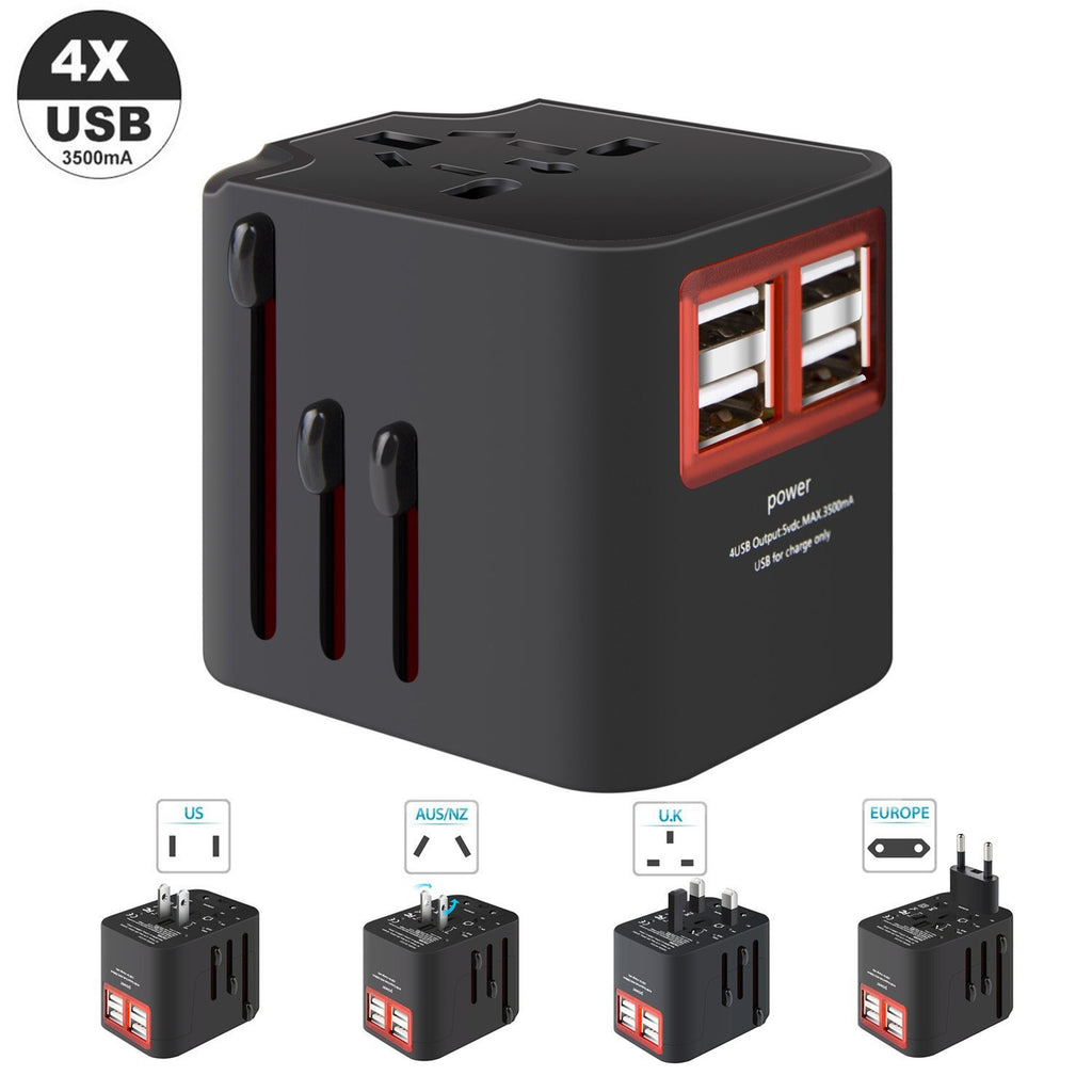 Worldwide Plug Adapter With 4 Port USB Fast Charger And A Surge Protector Vista Shops