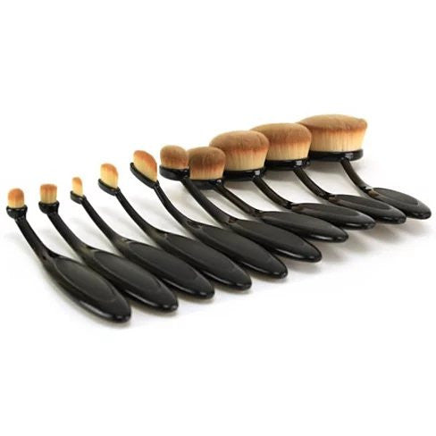 Beauty Experts Set of 10 Oval Beauty Brushes Vista Shops