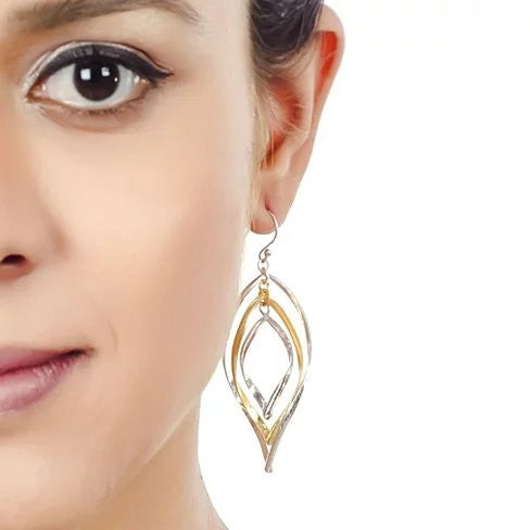 CHARMING WINDCHIME Gold And Silver Mix On 925 Sterling Silver Earrings Vista Shops