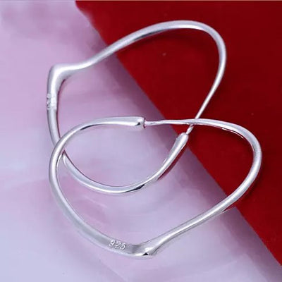 CRAZY LOVE Sterling Silver Heart Hoop Earrings Vista Shops