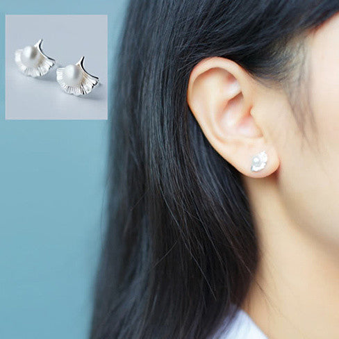 Dewdrops Pearl and Flower Sterling Silver Earrings Vista Shops