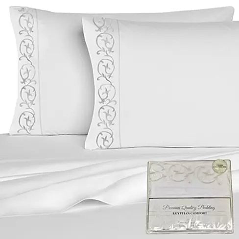 Victoria Embroidered 4 Pc Microfiber 1800 TC Sheets Set Vista Shops