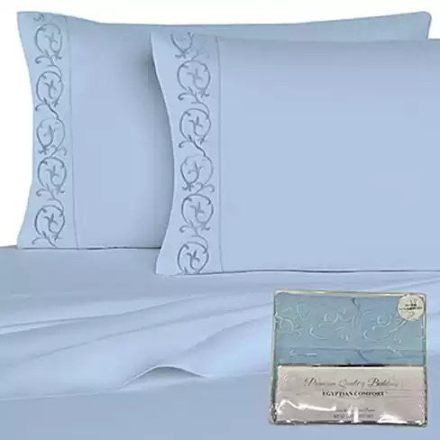 Victoria Embroidered 4 Pc Microfiber 1800 TC Sheets Set Vista Shops