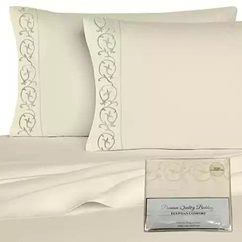 Victoria Embroidered 4 Pc Microfiber 1800 TC Sheets Set Vista Shops