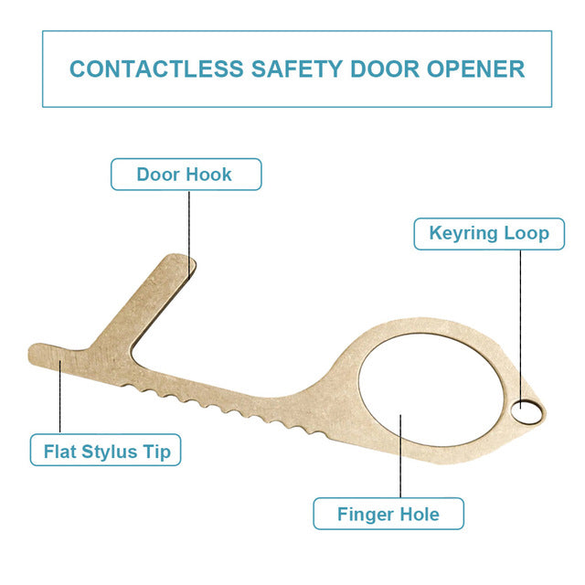 Safe Touch N Go Key Style Contact Less Assist Tool In Brass Vista Shops