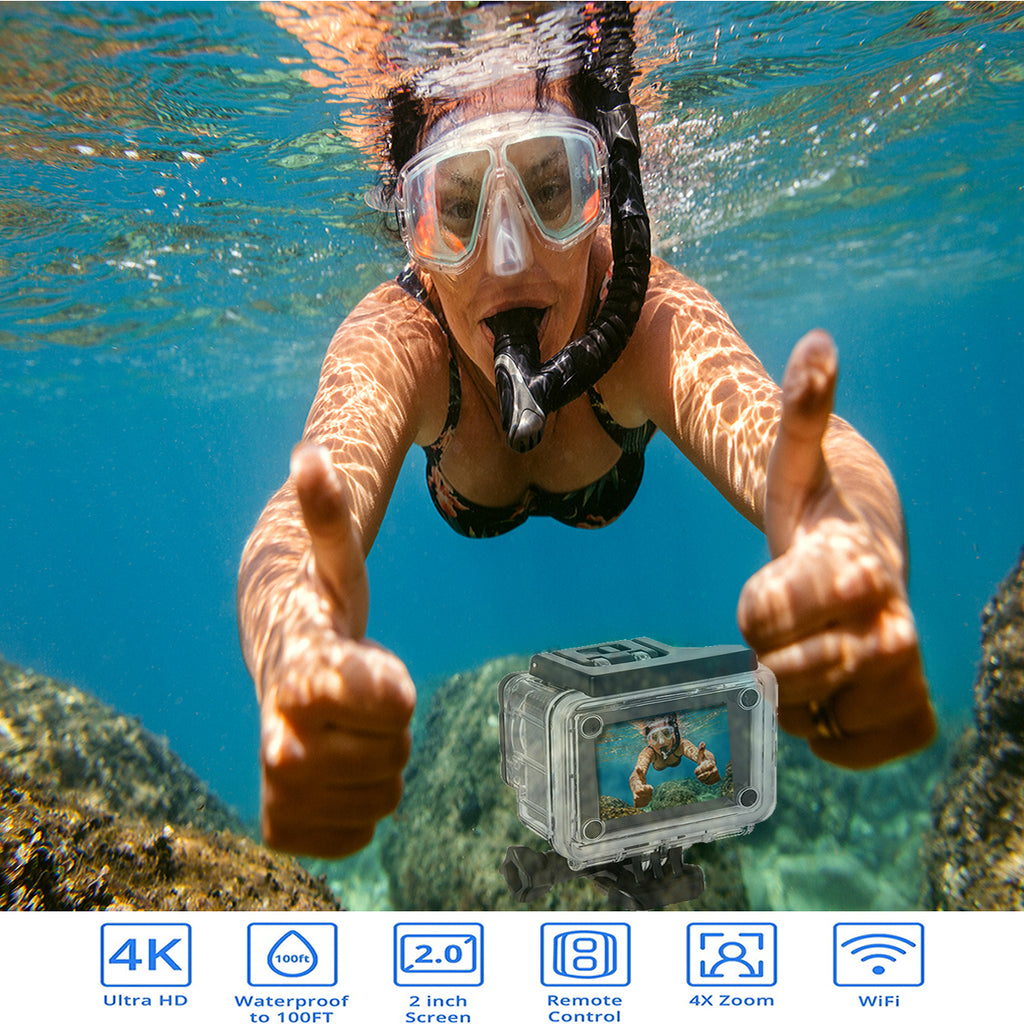 4K  Waterproof All Digital UHD WiFi Camera + RF Remote And Accessories Vista Shops