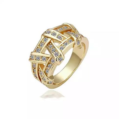 NYSA The Swarovski Crystal Cocktail Ring In Gold And Rose Gold Vista Shops