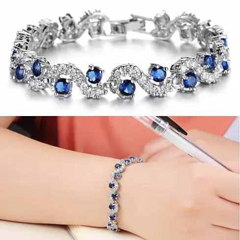 OCEANA Diamond Crystal Bracelets In White Gold Plating Vista Shops