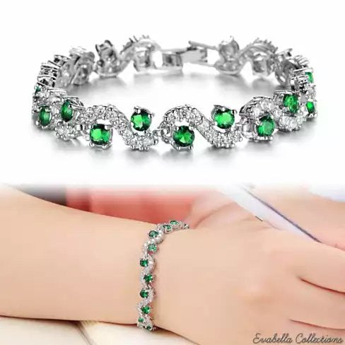 OCEANA Diamond Crystal Bracelets In White Gold Plating Vista Shops