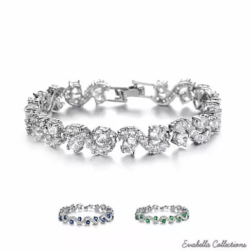 OCEANA Diamond Crystal Bracelets In White Gold Plating Vista Shops