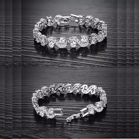 OCEANA Diamond Crystal Bracelets In White Gold Plating Vista Shops