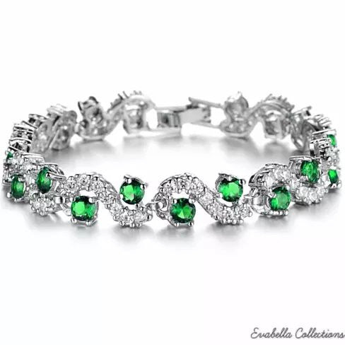 OCEANA Diamond Crystal Bracelets In White Gold Plating Vista Shops