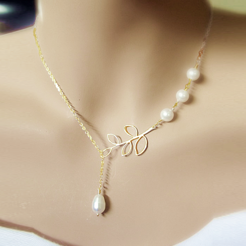 Pearls Of Joy Lariat Necklace In White Gold And Yellow Gold Plating Vista Shops