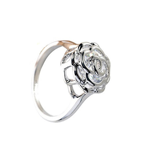 Rose Is A Rose Set of 4 or Rings In 18kt Rose Crystals In White Yellow And Rose Gold Plating Vista Shops