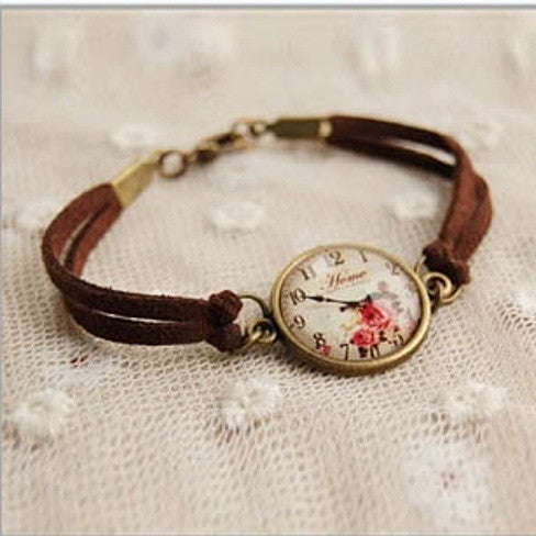 TEA TIME Vintage Inspired Floral Watch Style Bracelet Vista Shops