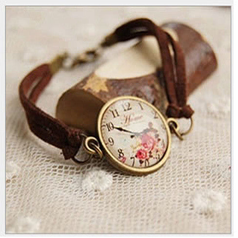 TEA TIME Vintage Inspired Floral Watch Style Bracelet Vista Shops