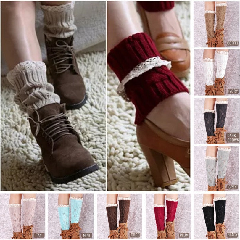Vintage Style CableKnit At Your Feet Leg Warmer Socks With Lace Vista Shops