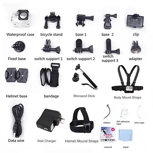 All PRO Action Sports Camera With 1080P HD And WiFi 18 PCS Of Accessory Included Vista Shops