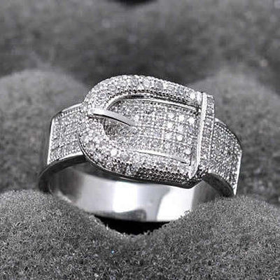 Illusion - Belt Style Ring Crafted In Hand Set CZ Stones On Sterling Silver Vista Shops