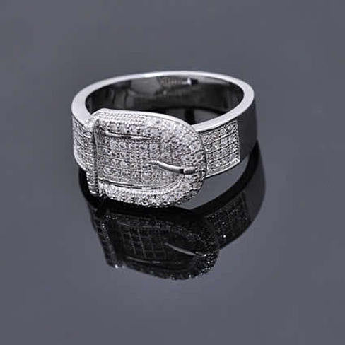 Illusion - Belt Style Ring Crafted In Hand Set CZ Stones On Sterling Silver Vista Shops